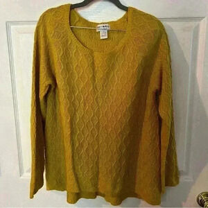 Kate & Mallory Mustard Yellow Cable Knit Sweater, Size Large